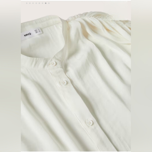 MANGO Women's Buttoned Flowy Blouse Off White NWT - Picture 3 of 10